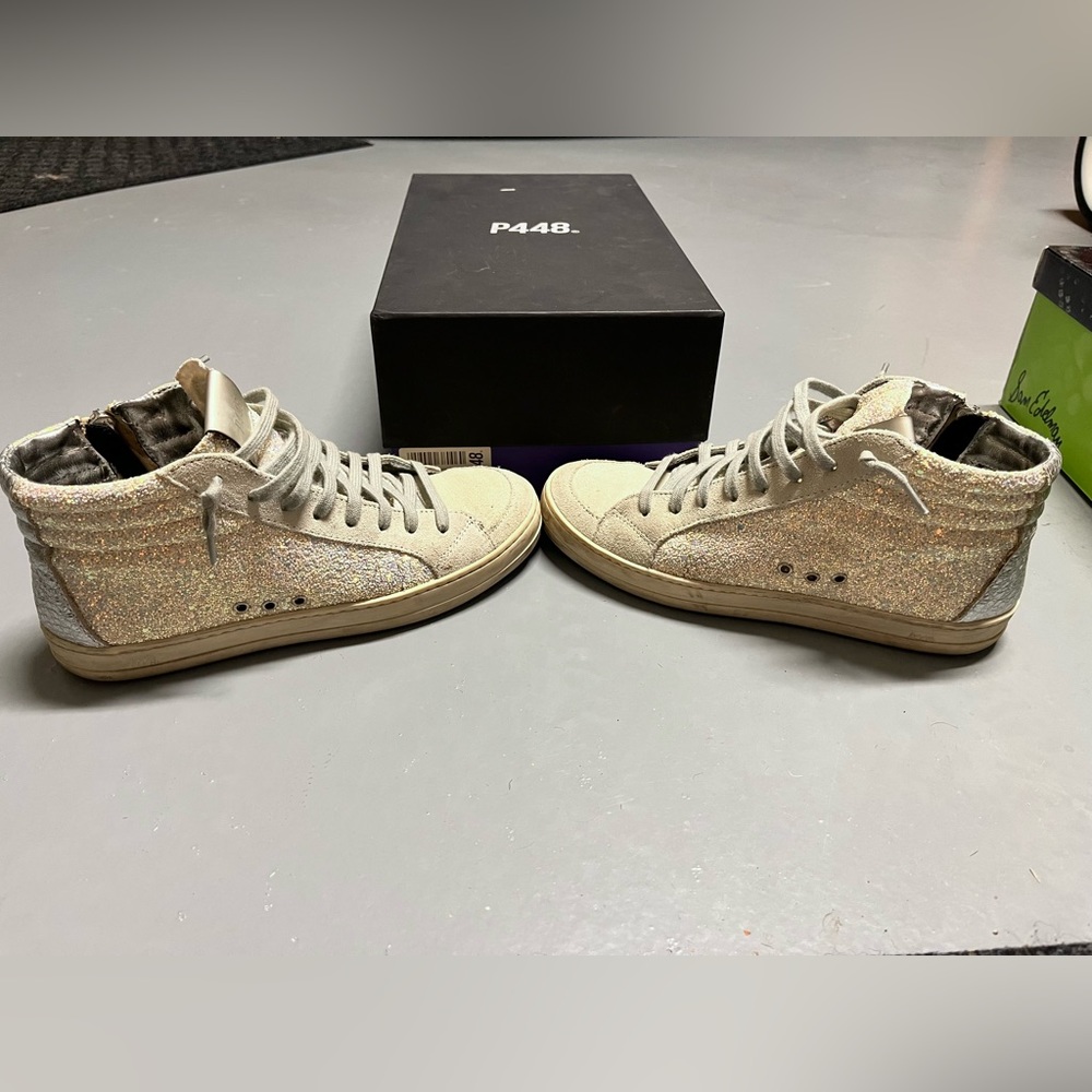 P448 Kate White Glitter sneaker- Size 37